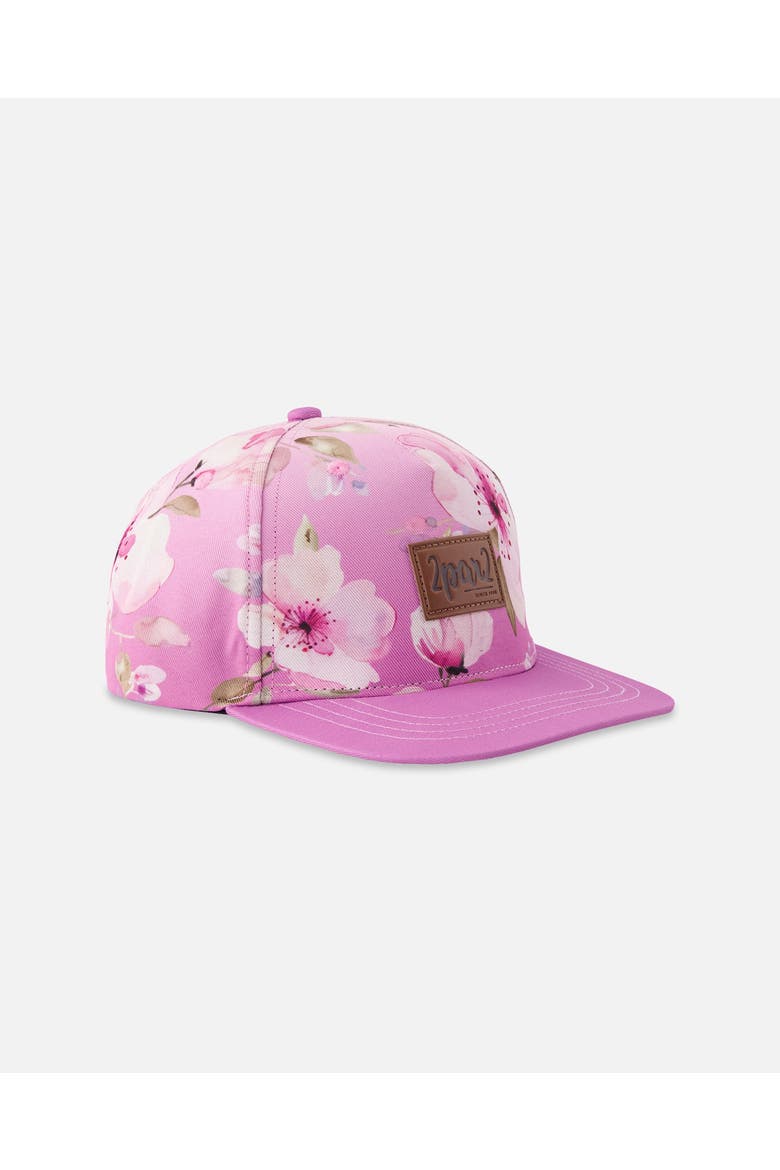 Flat Brim Flower Cap, Main, color, Purple Floral Print