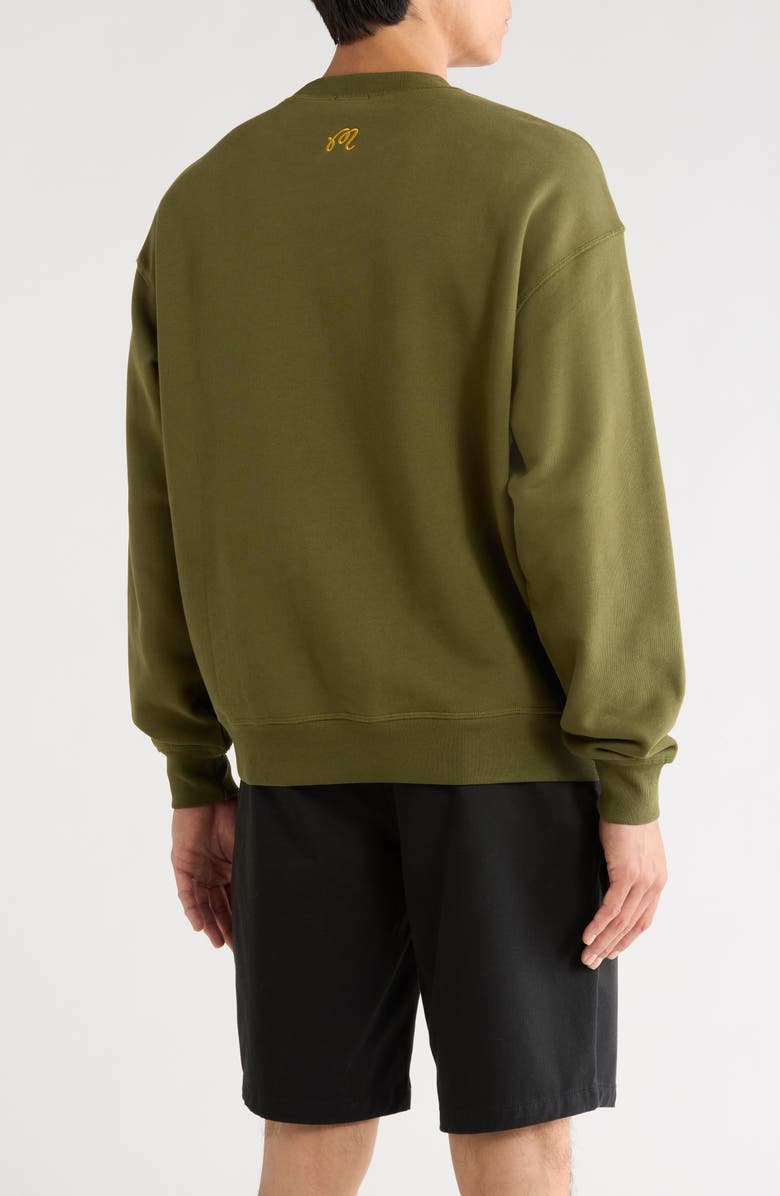 MALBON Trinity Embroidered Cotton Sweatshirt, Alternate, color, Chive