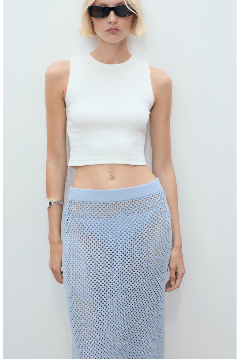 Rhinestone Crochet Sweater Skirt, Alternate, color, BLUE