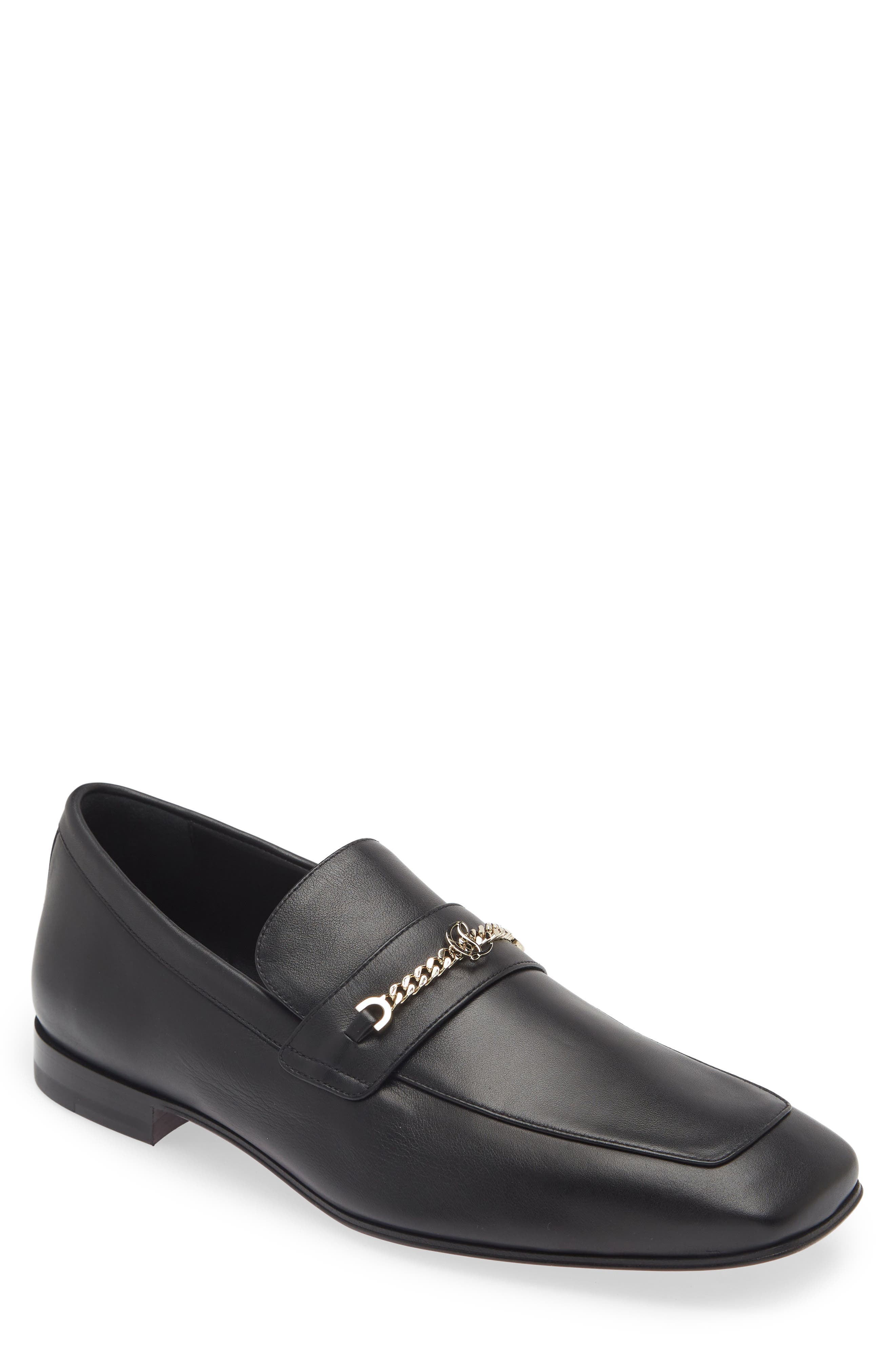 Monogram Apron Toe Loafer, Main, color, BLACK