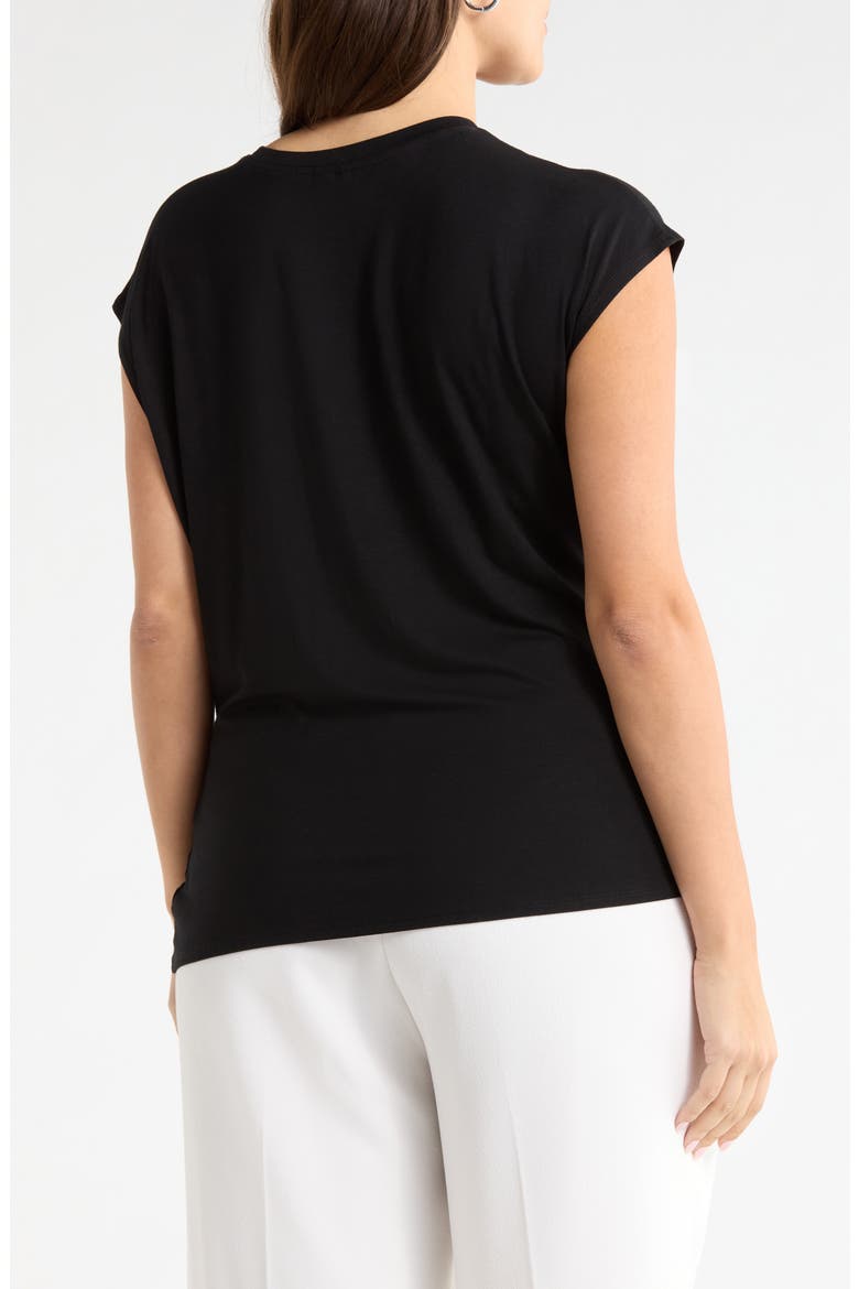 Cap Sleeve Drape Front Top, Alternate, color, BLACK