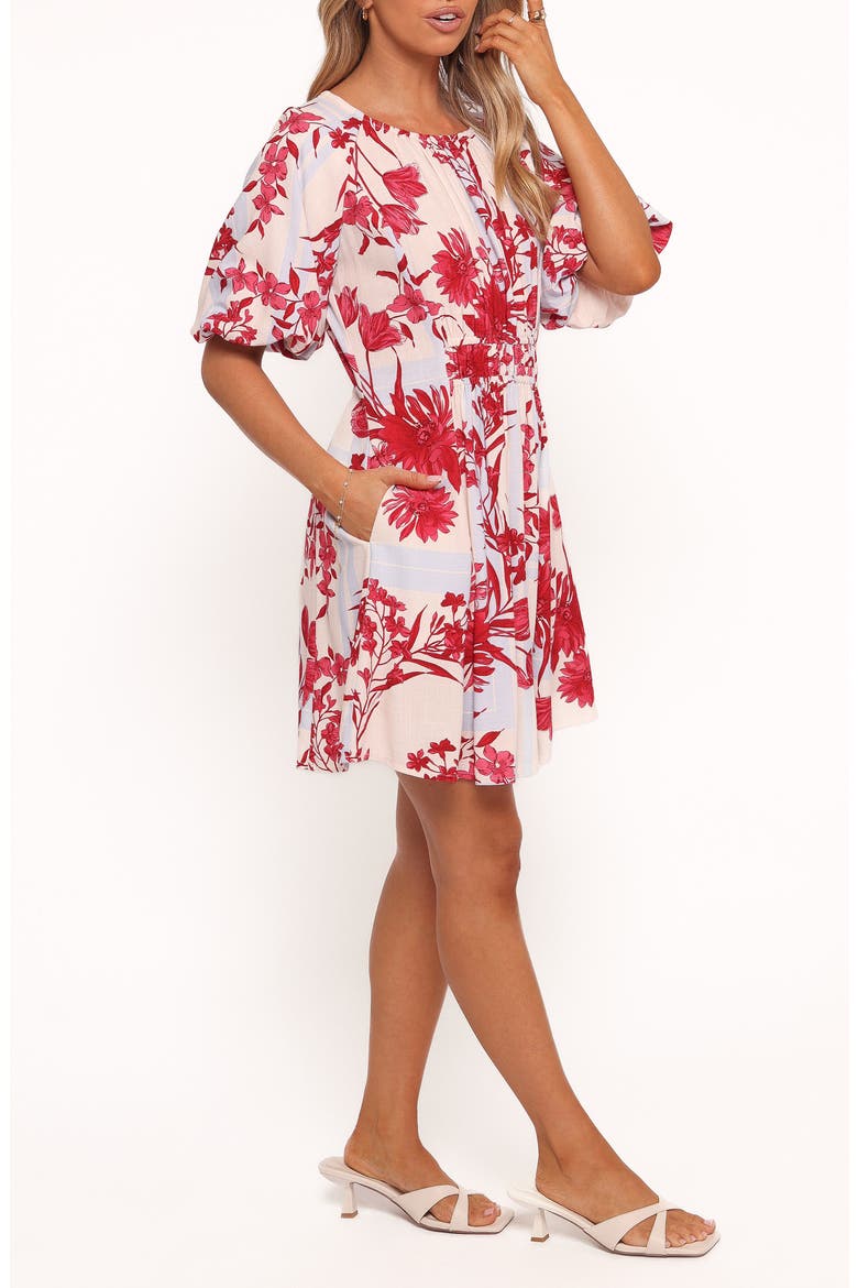 Simmons Floral Puff Sleeve Dress, Alternate, color, FUCHSIA FLORAL