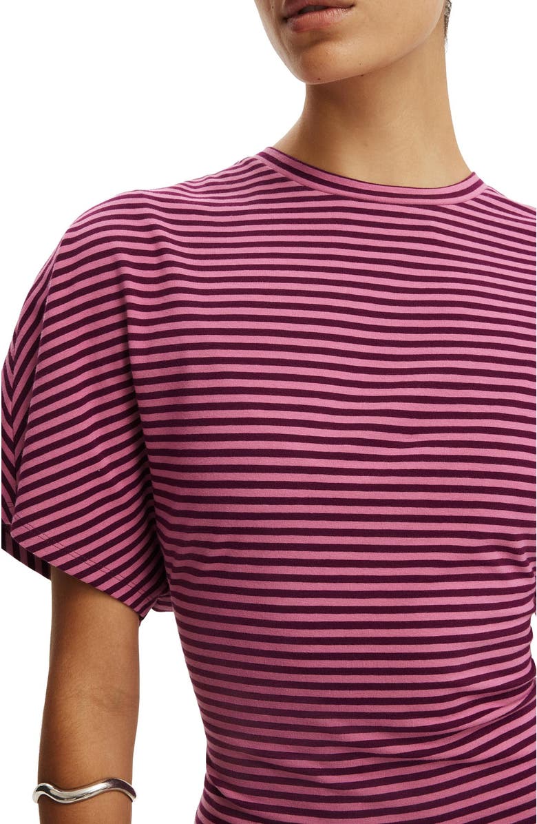 Cotton On Women's Blair Batwing Short Sleeve Tee, Alternate, color, Madi Stripe Blackberry Belle