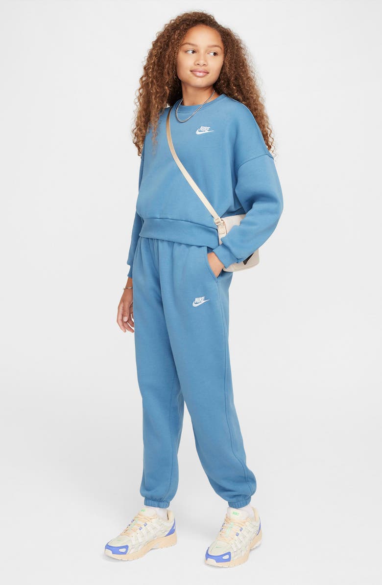 Nike Kids' Sportswear Club Fleece Crewneck Sweatshirt, Alternate, color, 429 Aegean Storm/White