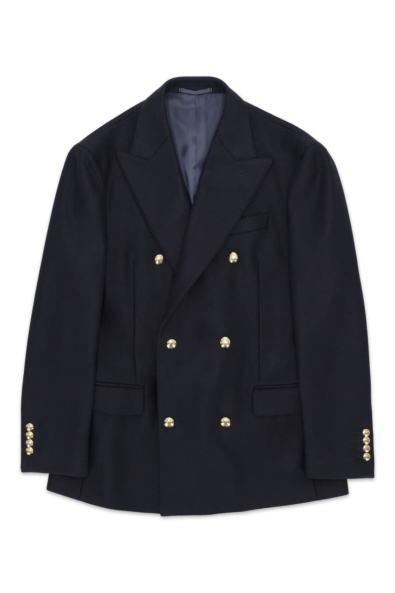 Double Breasted Wool Blazer, Main, color, Blue