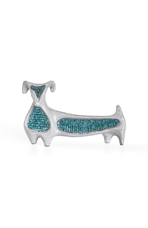 Jonathan Adler Glass Menagerie Dachshund Sculpture In Blue