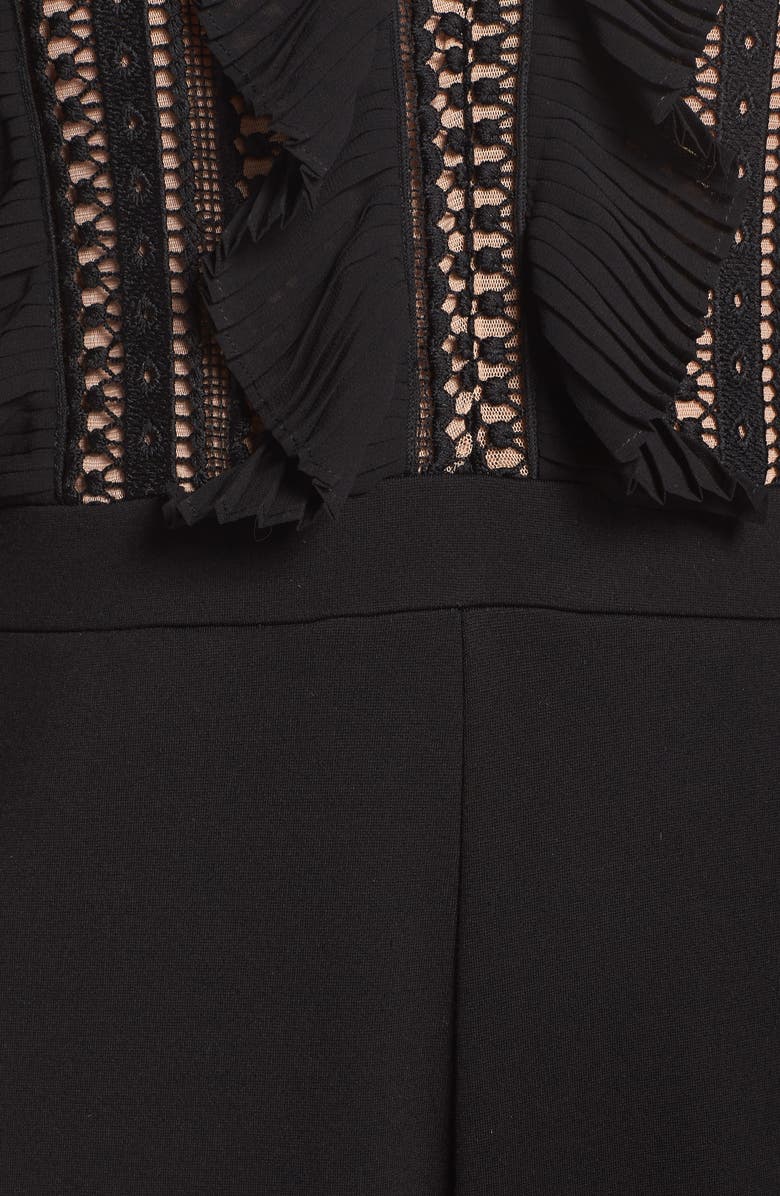 French Connection Patricia Lace Bodice Jumpsuit, Alternate, color, Black