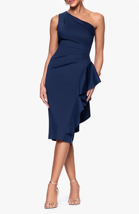 Juniors Womens One Shoulder A-line Cocktail Dress - Walmart.com