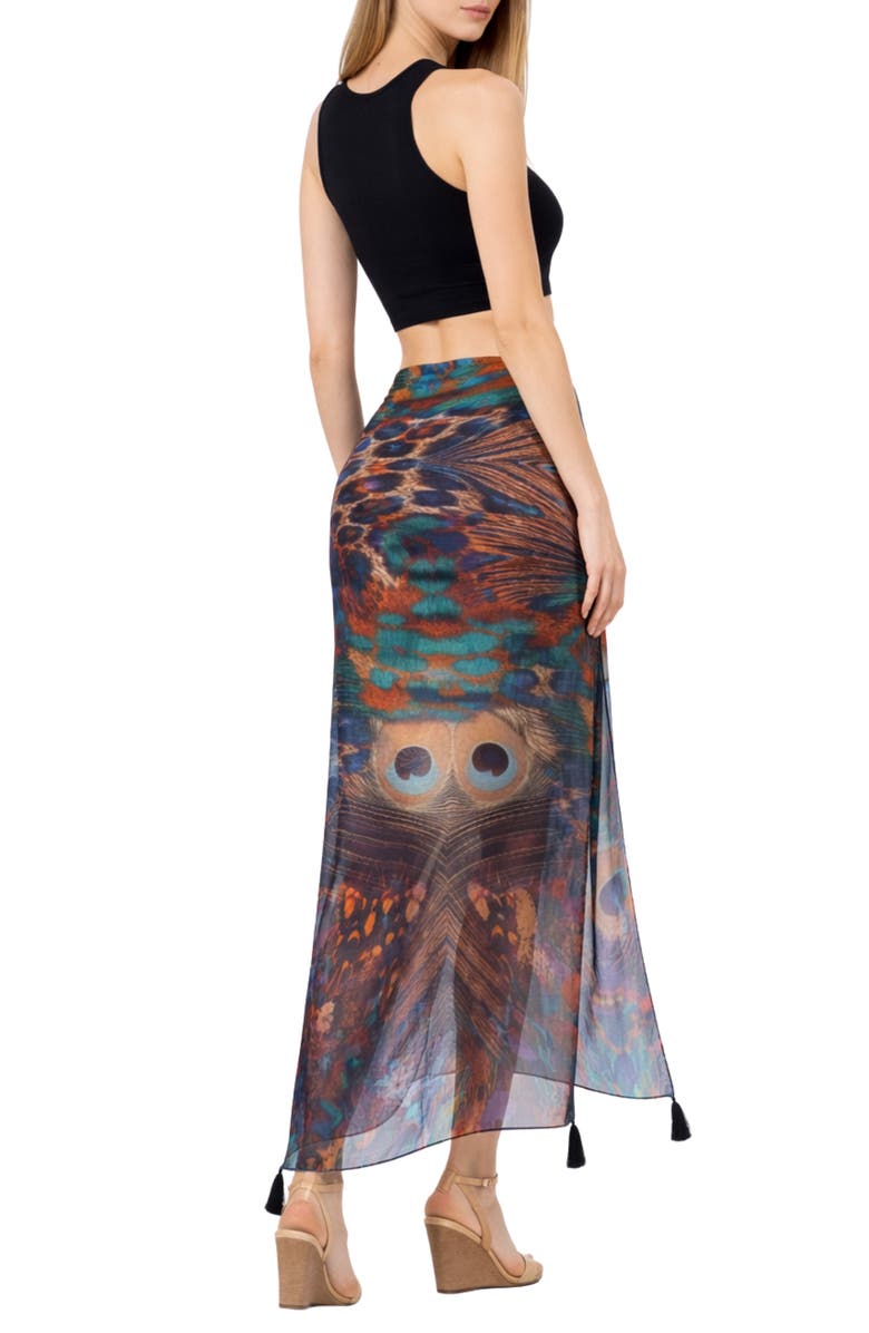 RANEES Animal Print Long Sarong, Alternate, color, Green