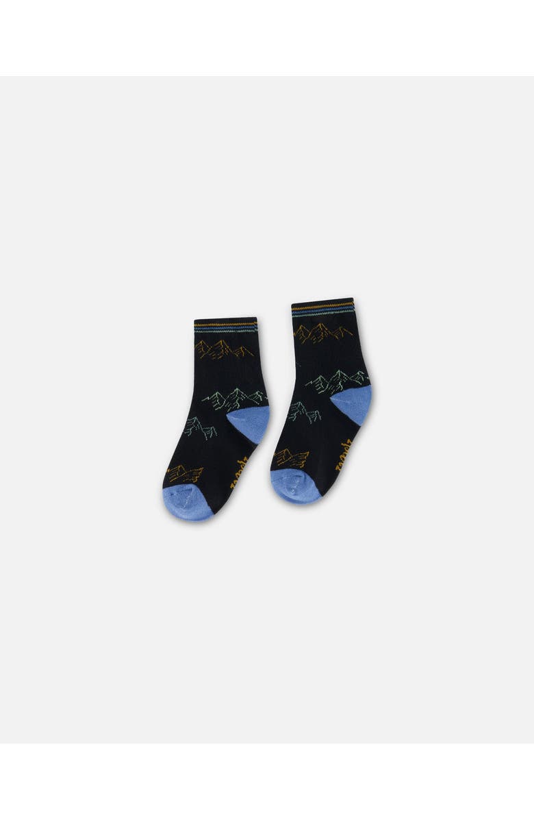 Deux par Deux Boy's Socks Black With Mountains, Main, color, 