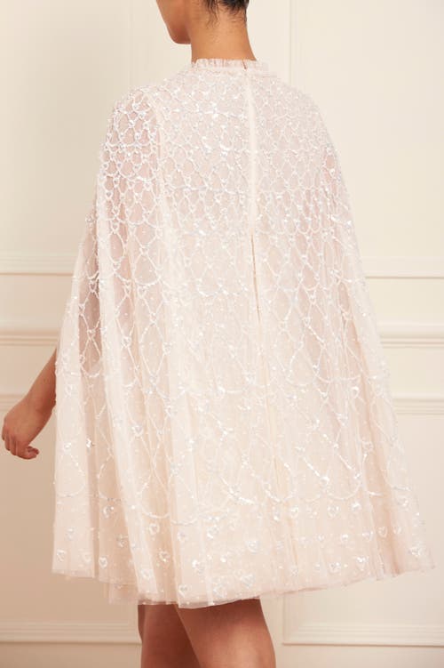 Needle & Thread Heart Lattice Micro Mini Dress In Neutral