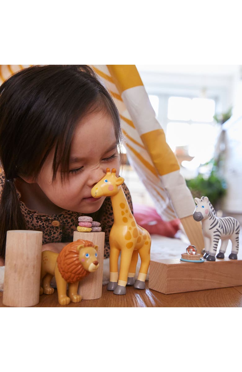 HABA Little Friends Giraffe - 6.75" Chunky Plastic Zoo Animal Toy Figure, Alternate, color, 