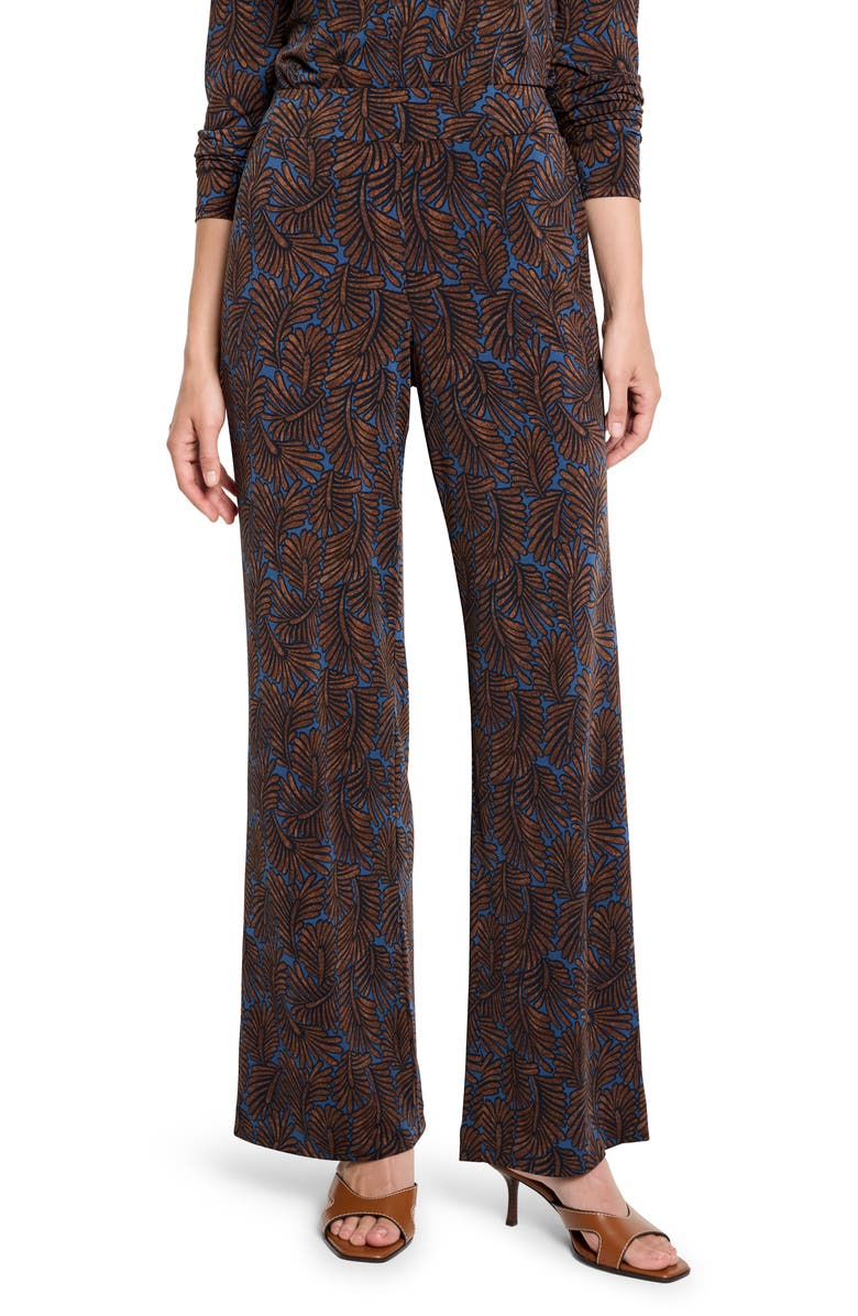 NIC+ZOE Feather Fern Print Wide Leg Pants, Main, color, Brown Multi