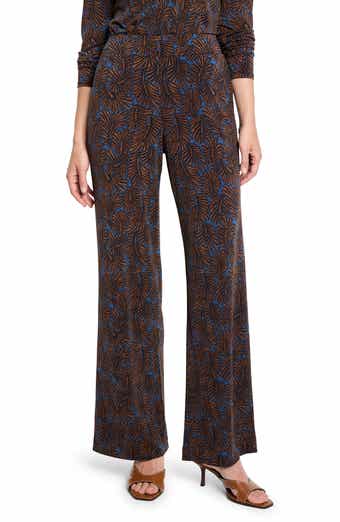 Feather Fern Print Wide Leg Pants