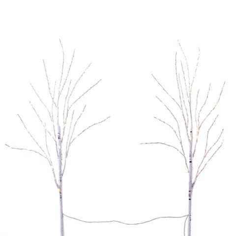 2.5-ft Pre-Lit Artificial White Birch Branches with Warm White 100 Micro LED Lights (Set of 2)