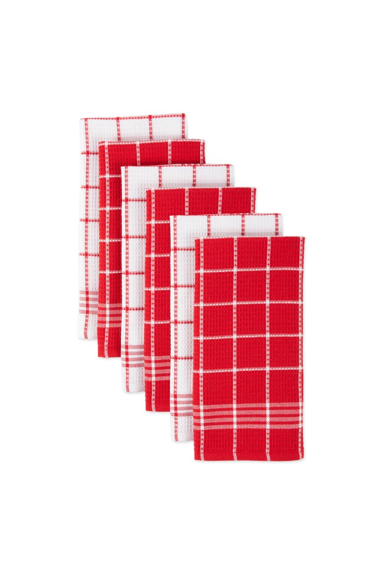 Red Waffle Weave Dishtowel Set/6, Alternate, color, Red