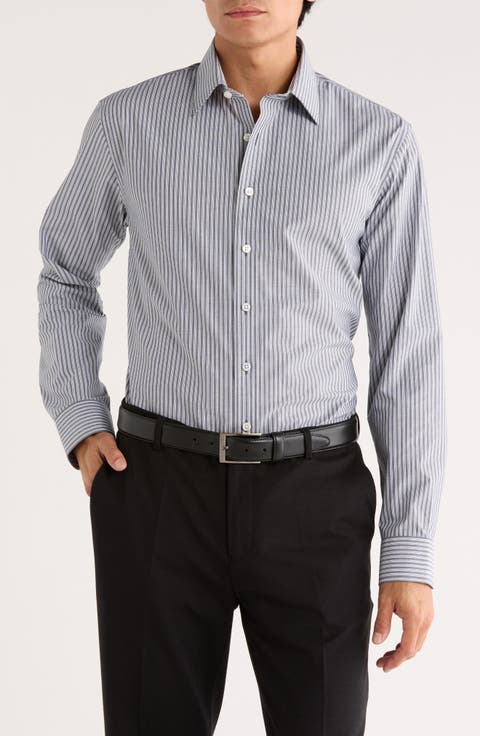 Angelo Trim Fit Stripe Non-Iron Dress Shirt