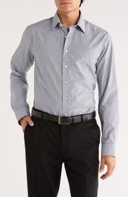 NORDSTROM RACK Angelo Trim Fit Stripe Non-Iron Dress Shirt