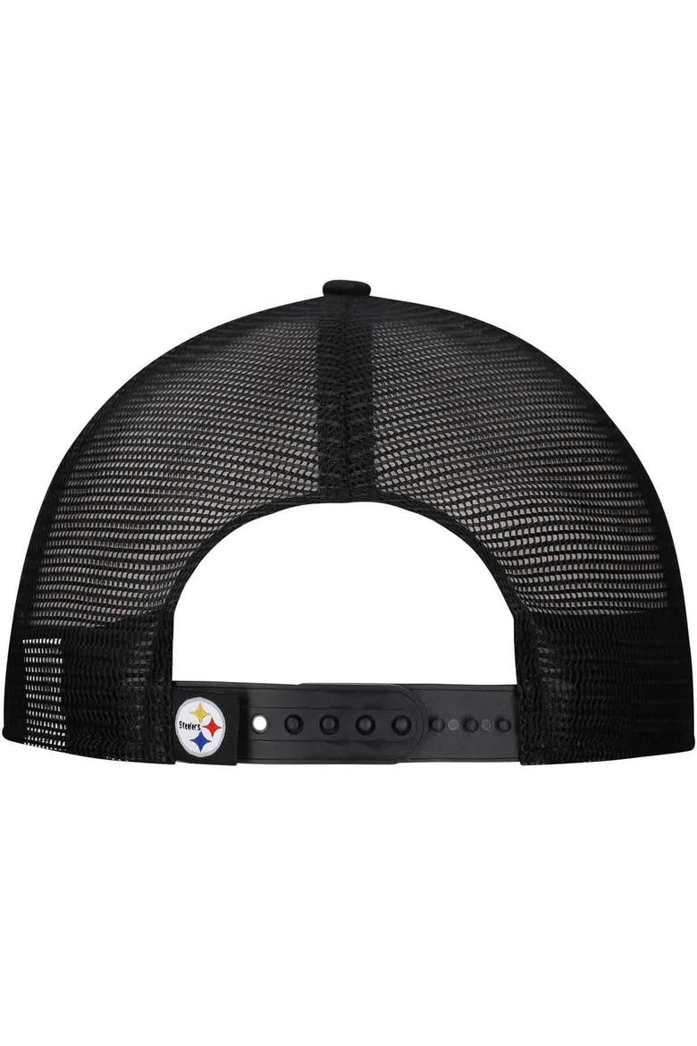Men's New Era White/Black Pittsburgh Steelers Distressed 9FIFTY A-Frame Snapback Hat, Alternate, color, White