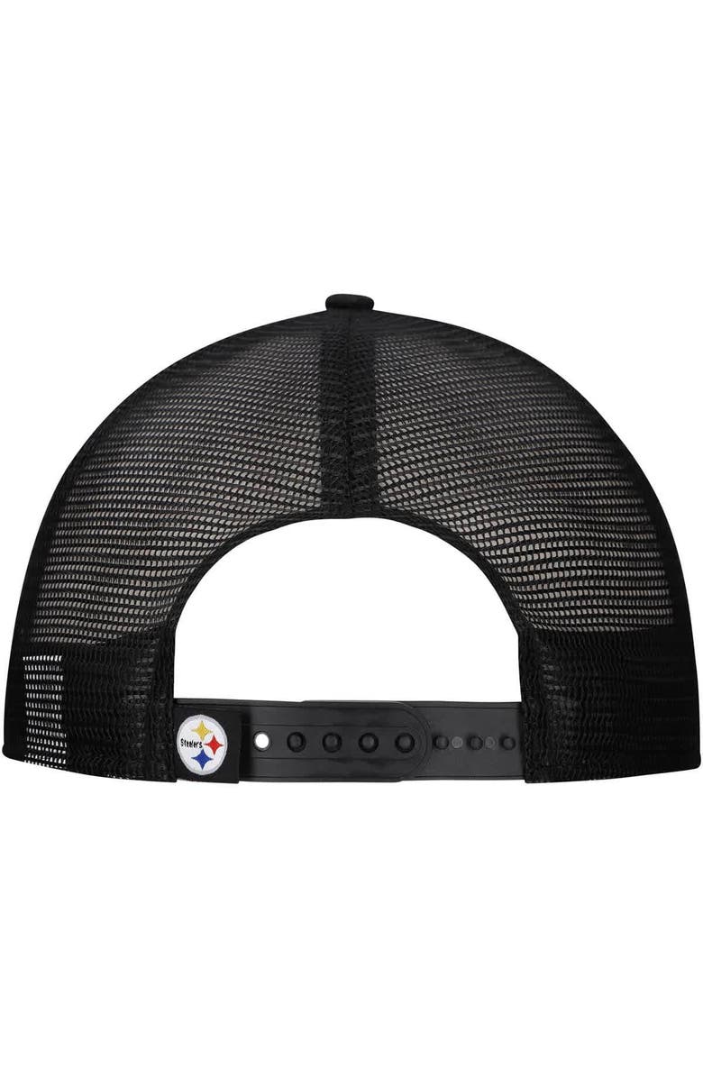 New Era Men's New Era White/Black Pittsburgh Steelers Distressed 9FIFTY A-Frame Snapback Hat, Alternate, color, White