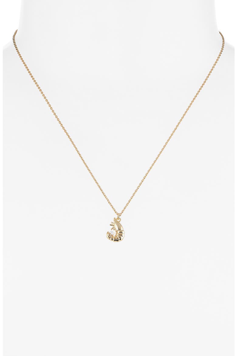 Shrimp Faux Pearl Pendant Necklace, Alternate, color, GOLD