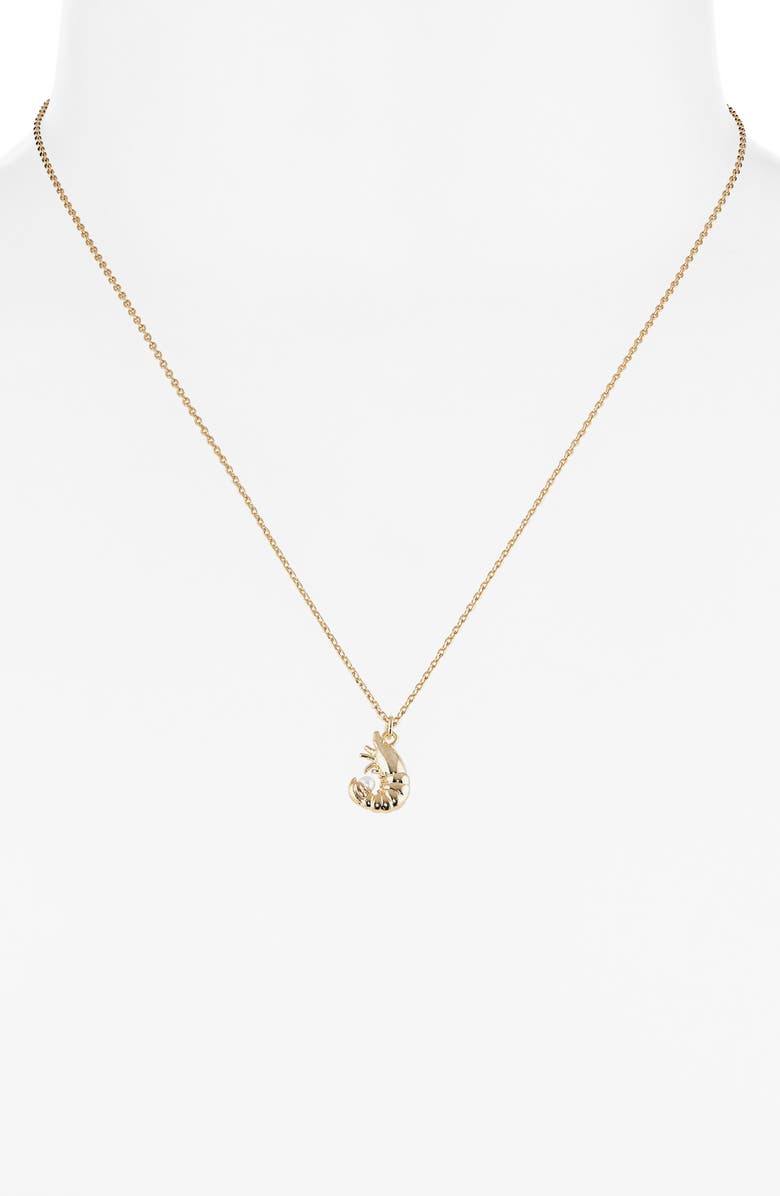 Estella Bartlett Shrimp Faux Pearl Pendant Necklace, Alternate, color, Gold