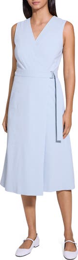 Sleeveless Linen Blend Wrap Dress