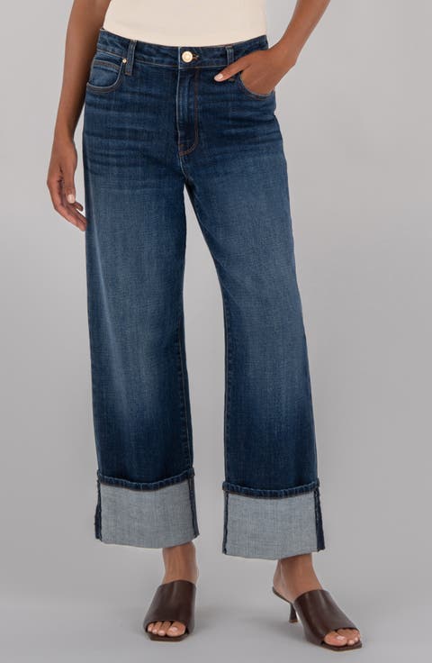 Sienna Cuffed Hem Wide Leg Jeans (Clarity)