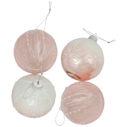 Northlight Snowflakes Glass Ball Christmas Ornaments In Pink