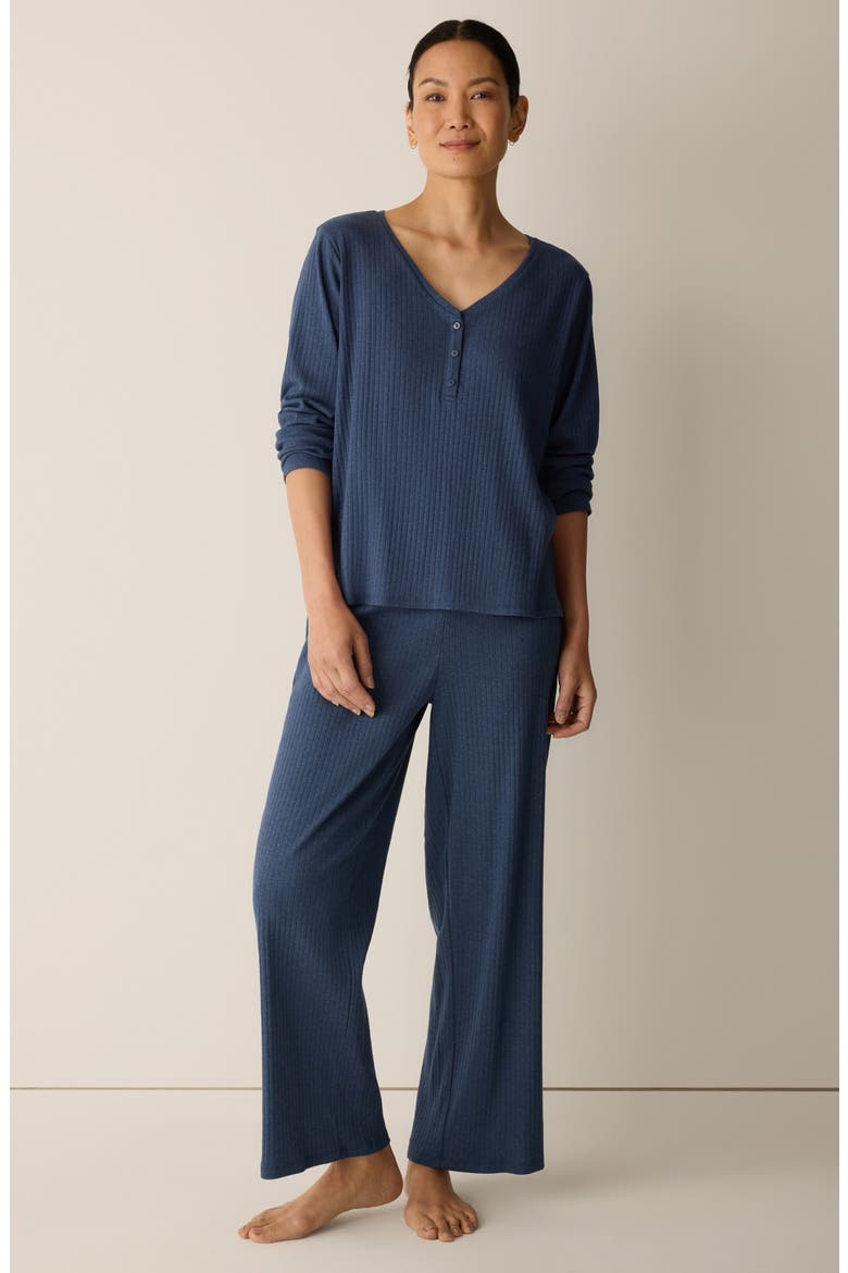 V-Neck Organic Cotton Henley, Alternate, color, BLUEBERRY