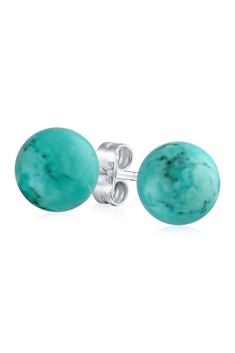 Sterling Silver Dot Turquoise Stud Earrings, Alternate, color, BLUE