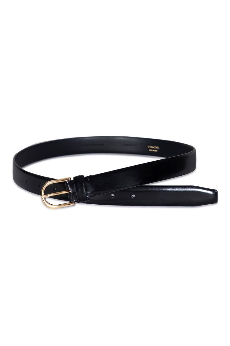 Leather Belt, Alternate, color, BLACK / GOLD