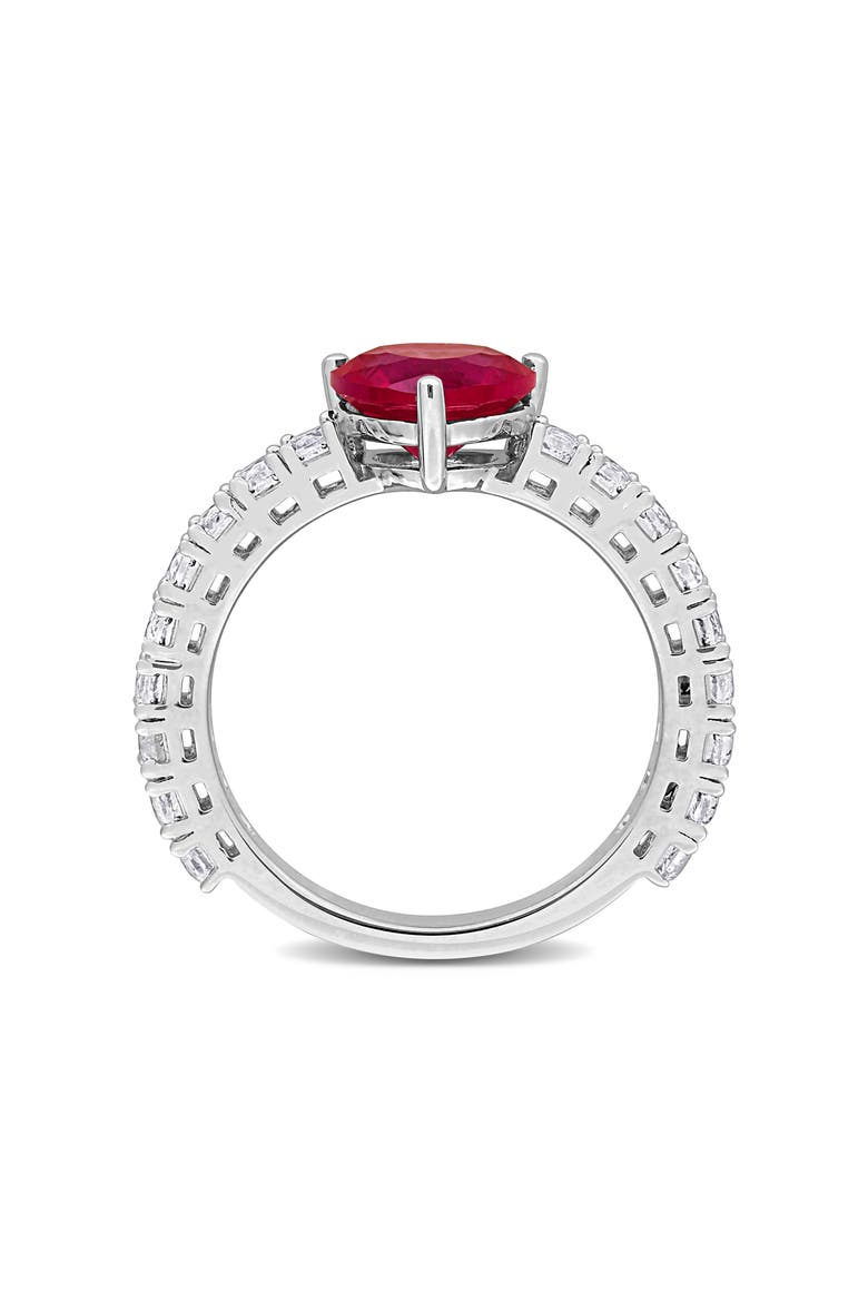 Sterling Silver Lab Grown White Sapphire & Ruby Heart Ring, Alternate, color, RED