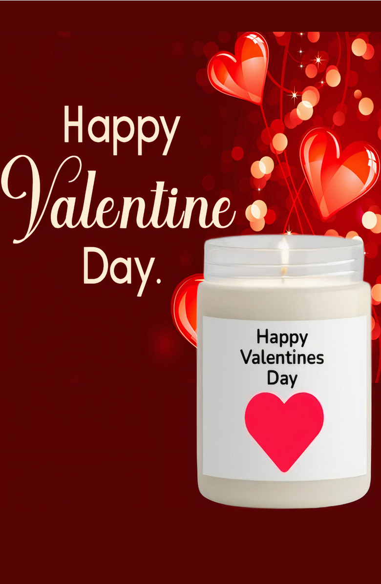 Lovery Valentines 10oz Vanilla Scented Soy Wax Candle, Alternate, color, Happy Valentines