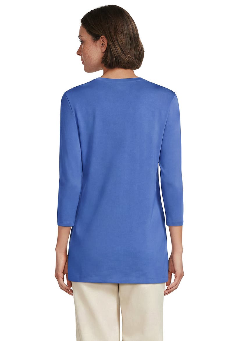 3/4 Sleeve Cotton Supima Tunic, Alternate, color, Muted Cobalt Blue