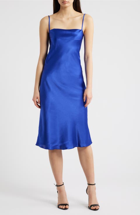 Bow Back Satin Cocktail Slipdress