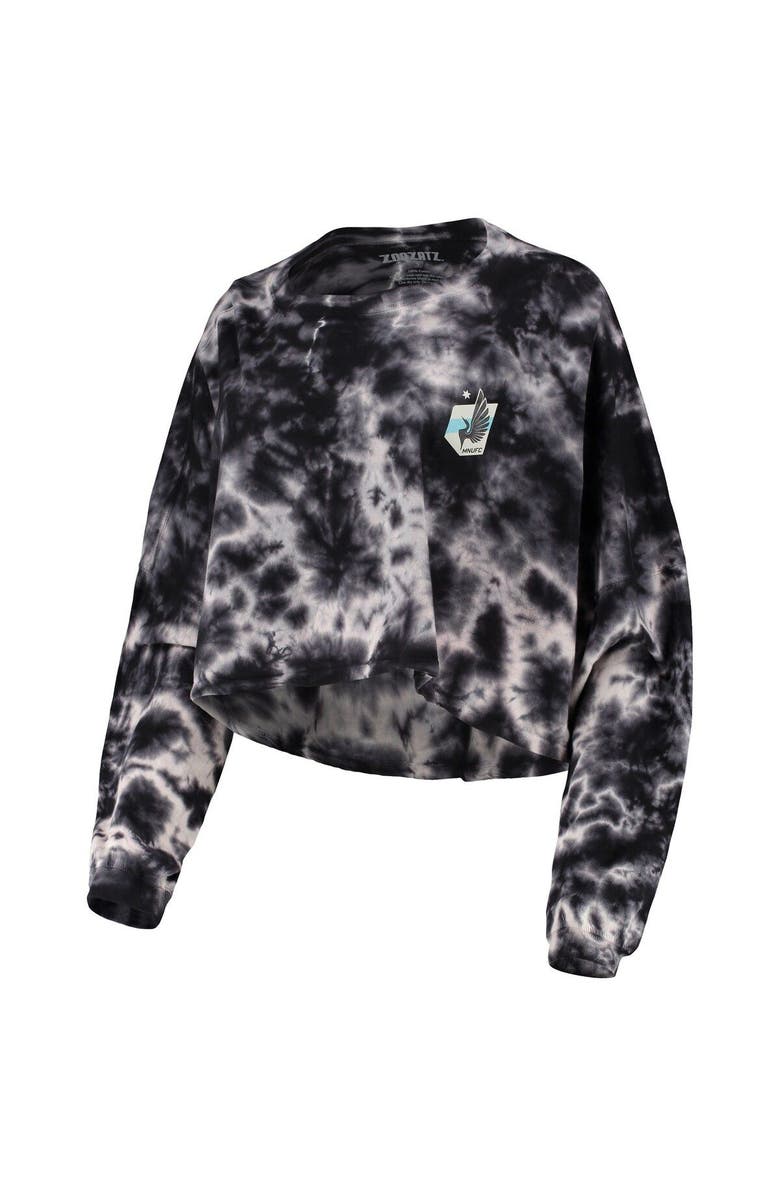 ZOOZATZ Women's ZooZatz Black Minnesota United FC Oversized Cloud-Dye Long Sleeve T-Shirt, Alternate, color, 