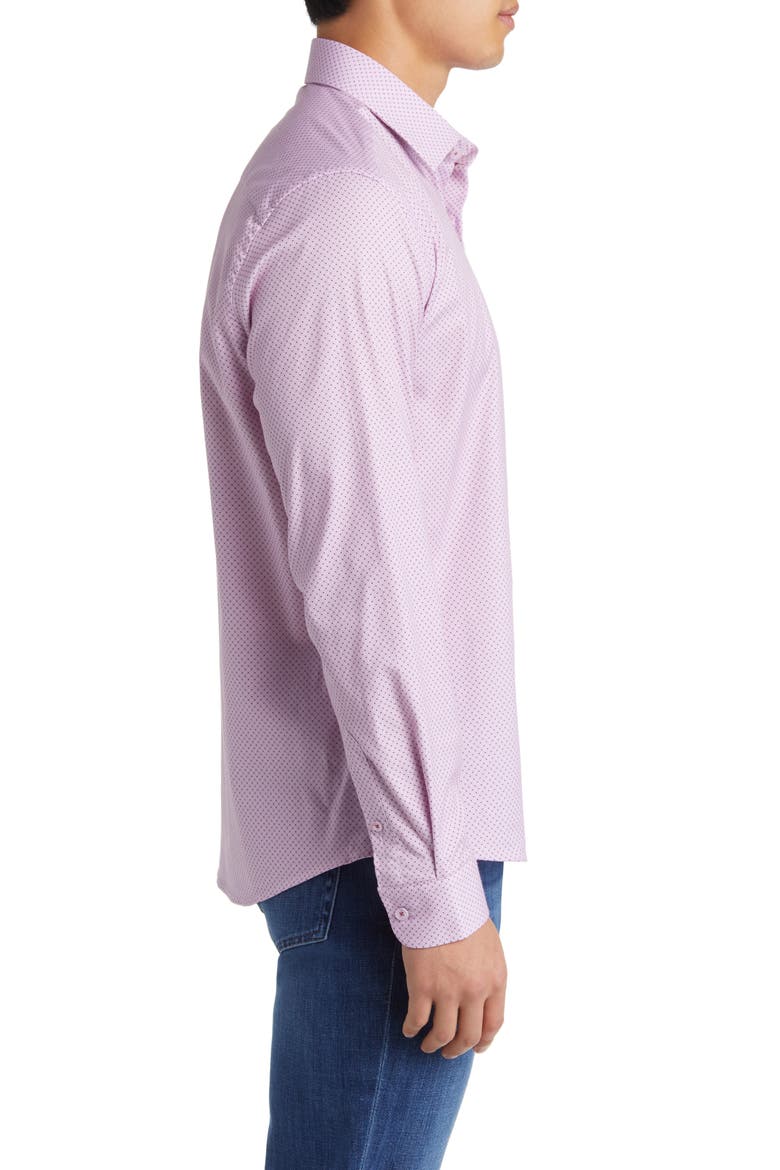 Microdot Button-Up Shirt, Alternate, color, LAVENDER