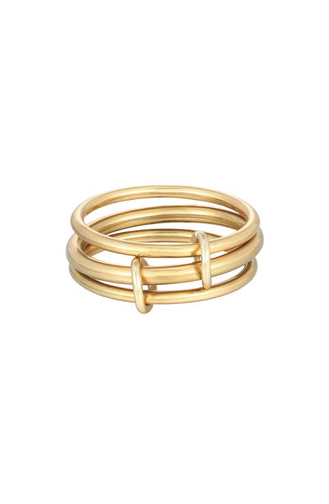 Set of 3 18K Gold Plated Linked Band Rings