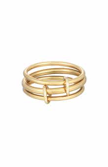Adornia Set of 3 18K Gold Plated Linked Band Rings