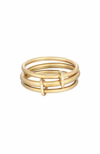 Adornia Set of 3 18K Gold Plated Linked Band Rings