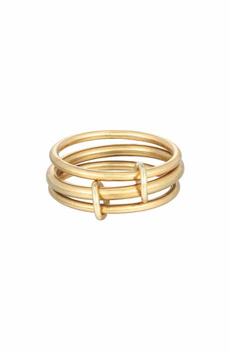 Adornia Set of 3 18K Gold Plated Linked Band Rings