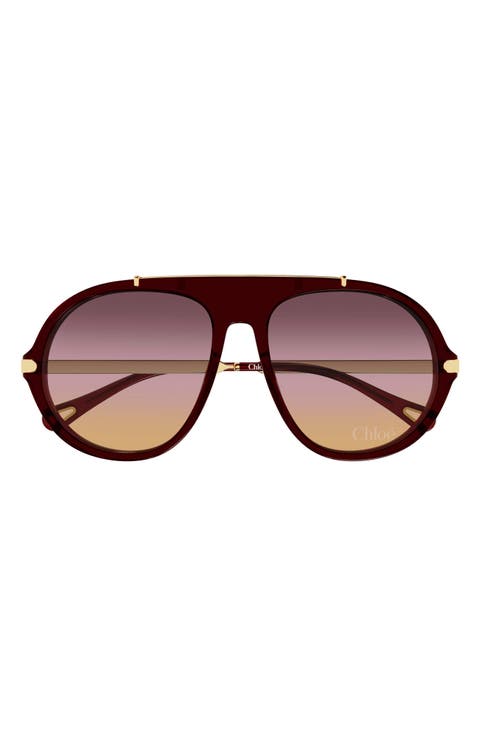 58mm Gradient Round Sunglasses