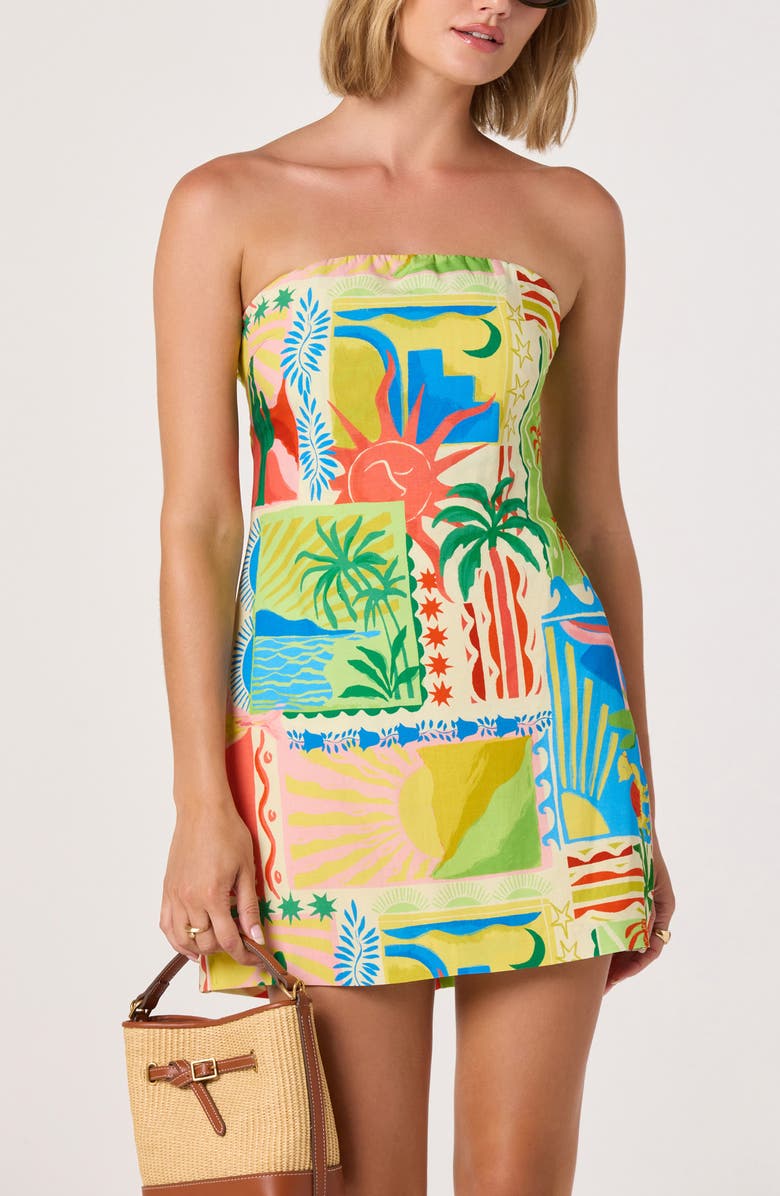 ASTR the Label Fatima Strapless Minidress, Alternate, color, Sunset Oasis