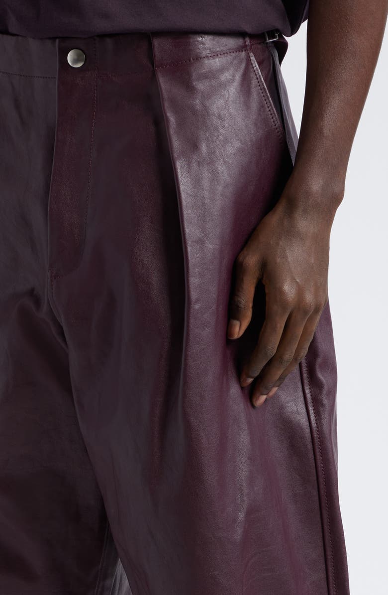 Burberry Pleated Leather Trousers, Alternate, color, Plum