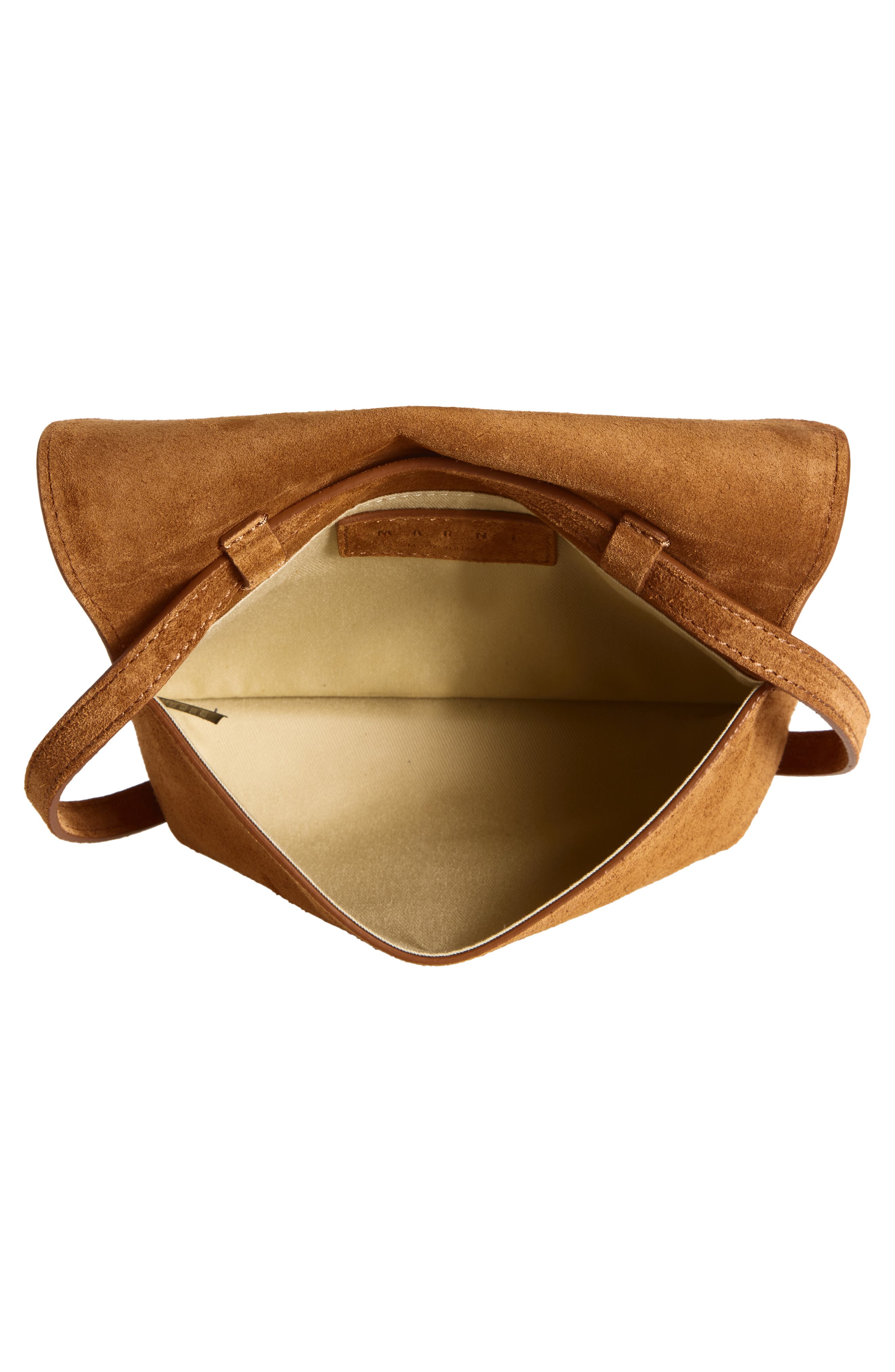 Marni Suede Pouchette Crossbody Bag, Alternate, color, Moca