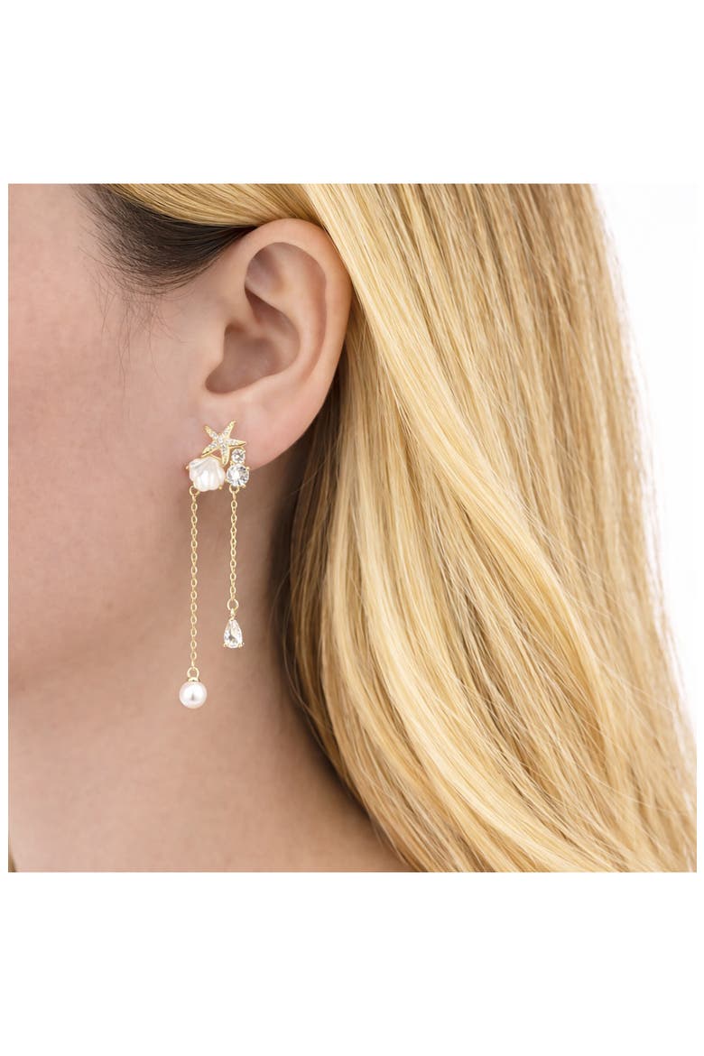 Malani Shell Dangle Drop Earrings, Alternate, color, GOLD