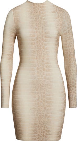 Leopard Print Long Sleeve Body-Con Minidress