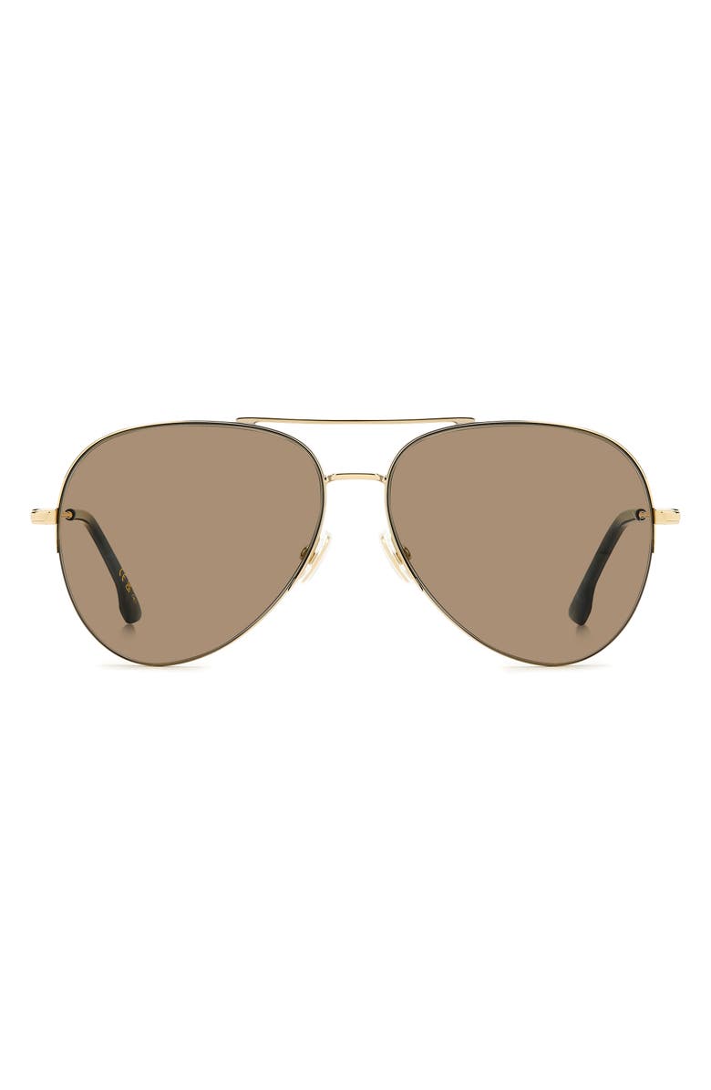 Victoria Beckham Pilot 62mm Aviator Sunglasses, Main, color, Gold Blue/ Brown