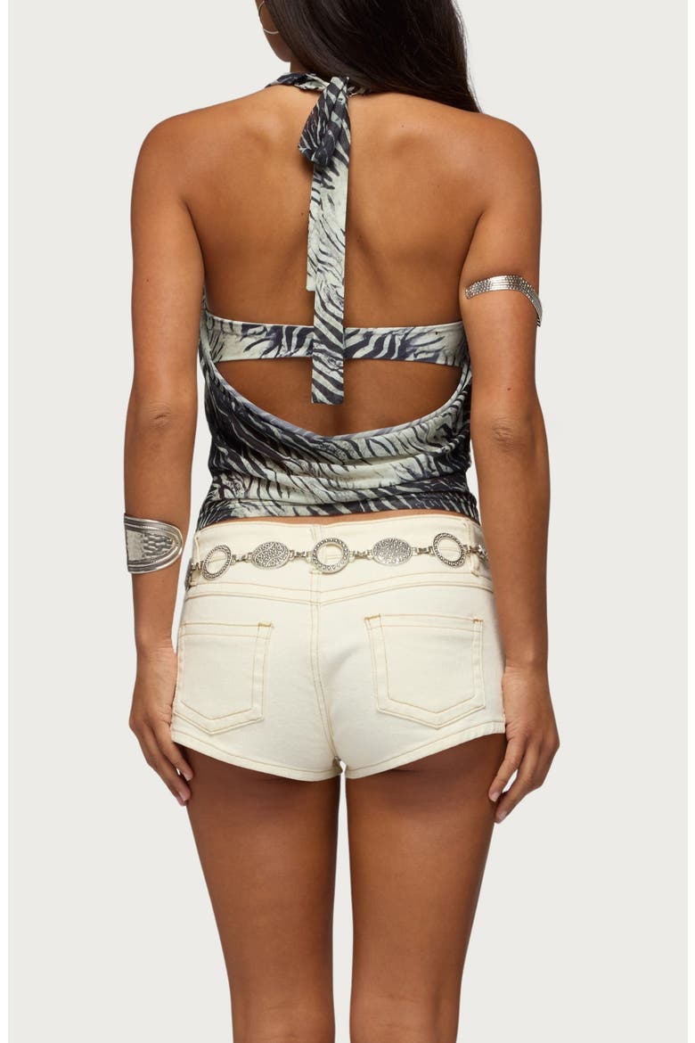 Issey Animal Print Layered Halter Top, Alternate, color, BLACK MIX